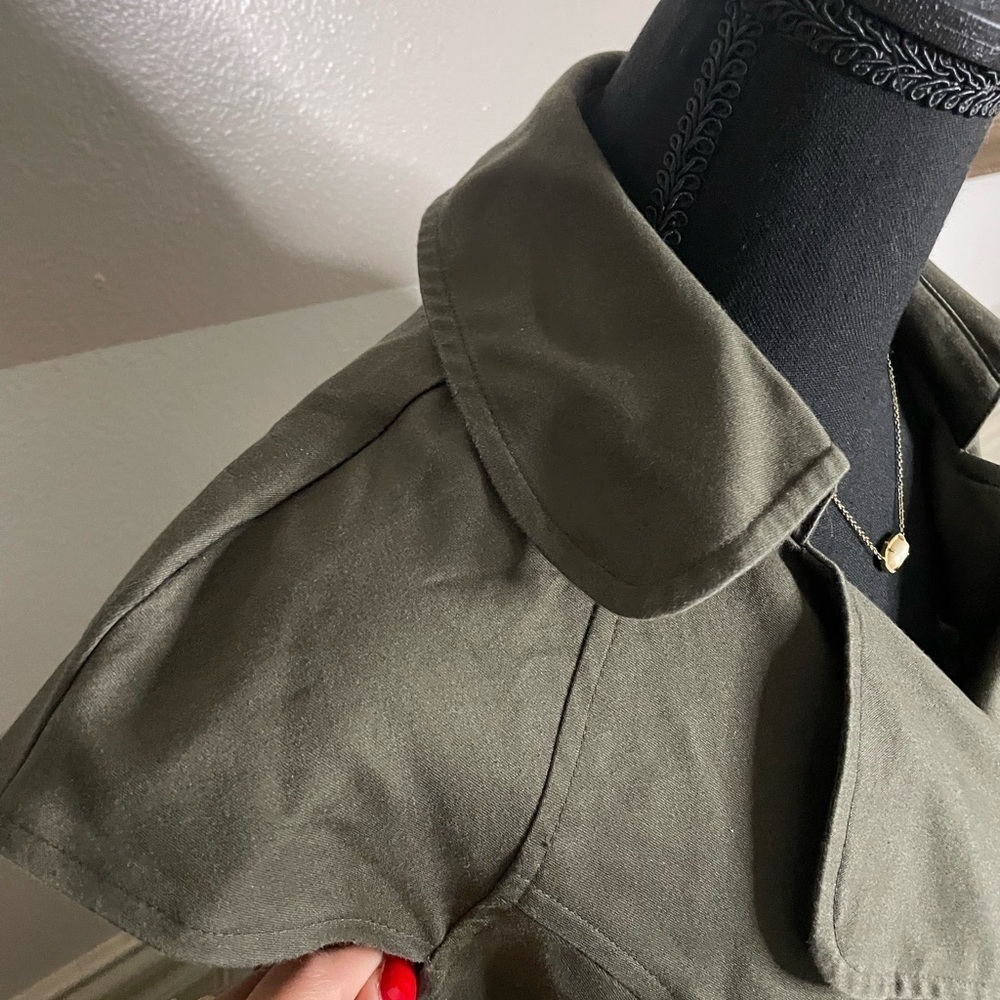 Liz Claiborne deep olive green safari trench utility sleeveless dress. size 8 - Picture 5 of 12